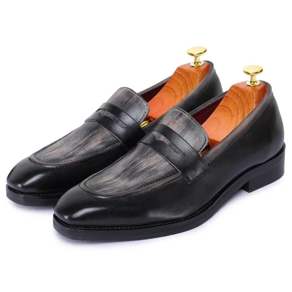 7 CM / 2.76 Inches Taller - CMR CHAMARIPA  Height Increasing Shoes For Men - Handcrafted Penny Loafers - Black