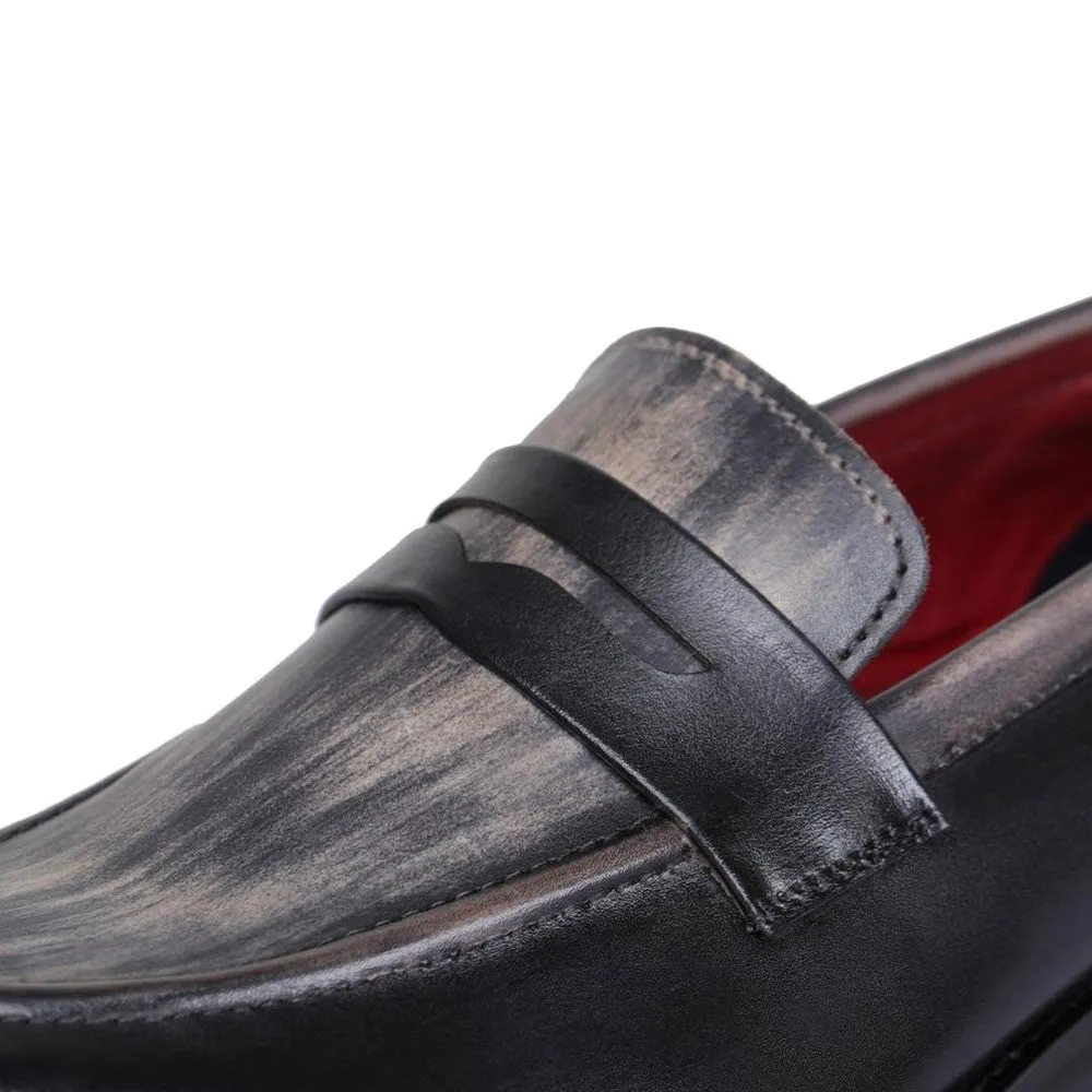7 CM / 2.76 Inches Taller - CMR CHAMARIPA  Height Increasing Shoes For Men - Handcrafted Penny Loafers - Black