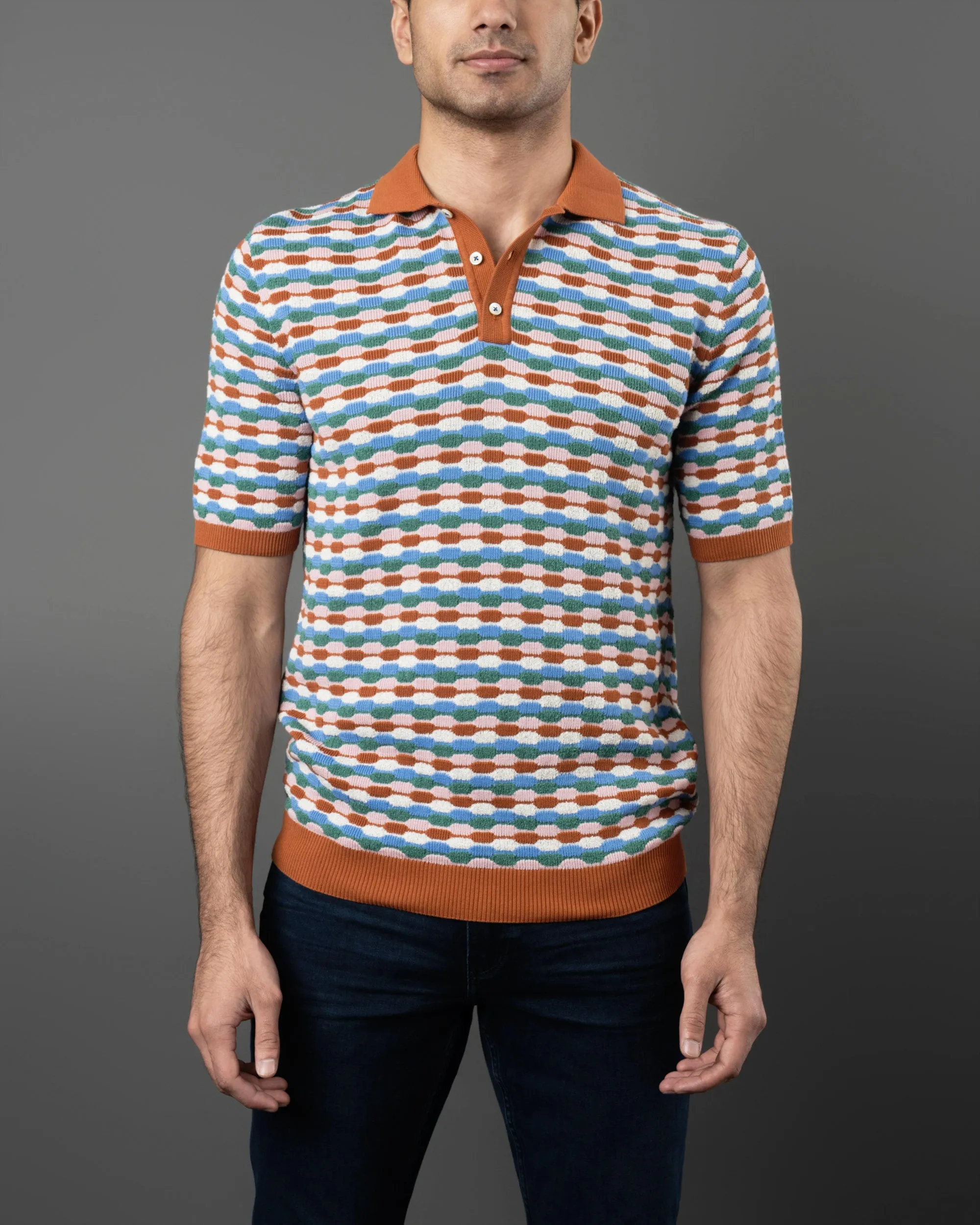 Beach Jacquard Knit Polo