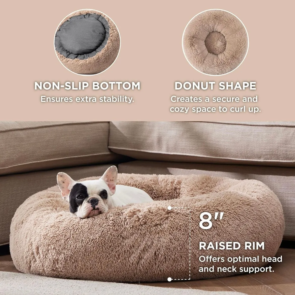 Bedsure Calming donuts Dog Bed for Medium Dogs
