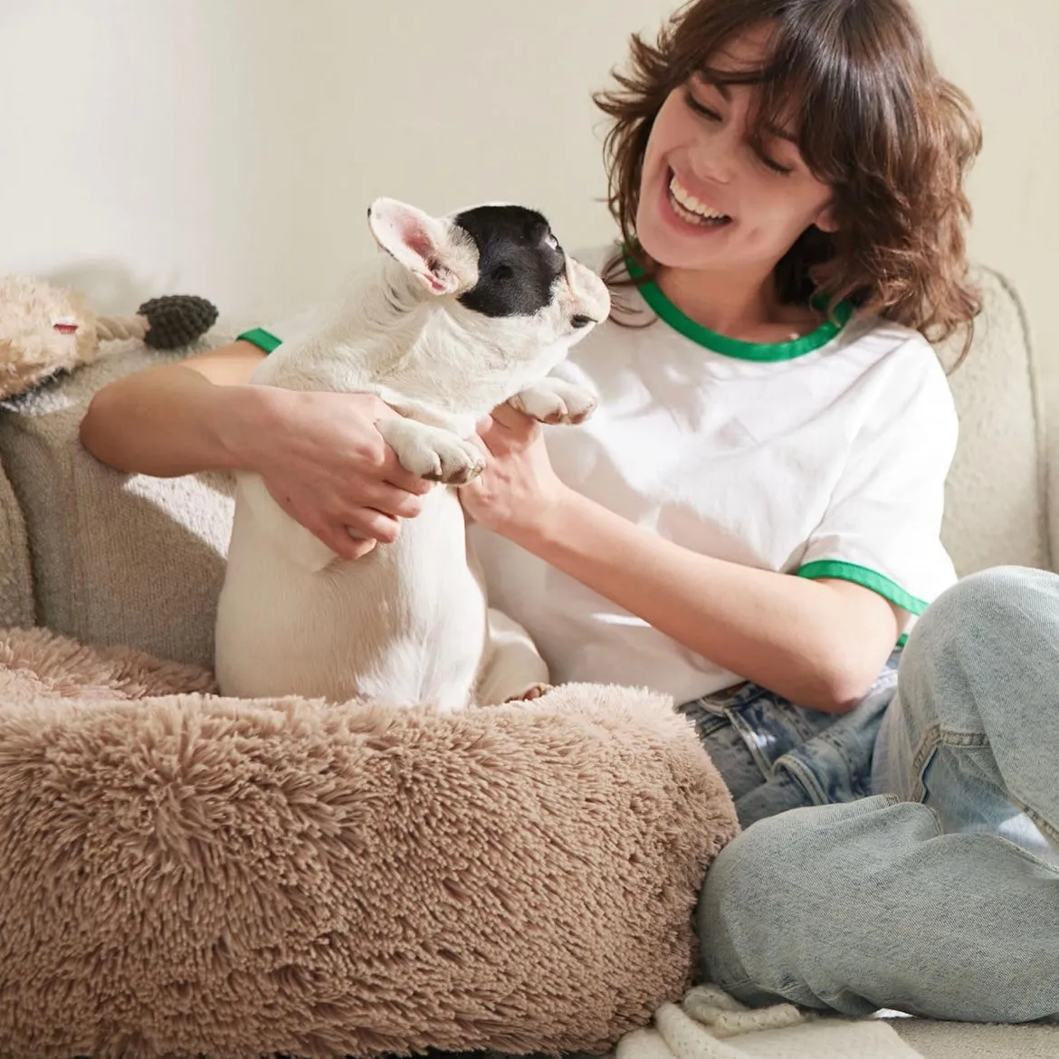 Bedsure Calming donuts Dog Bed for Medium Dogs