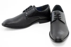 Black Textured Lace-Up Derby Dress Shoe