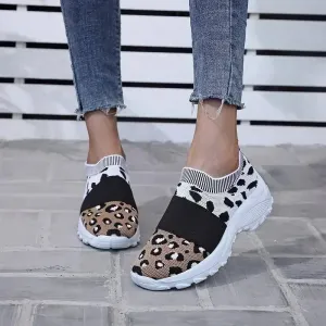 Breathable Leopard Print Mesh Sneaker Shoes