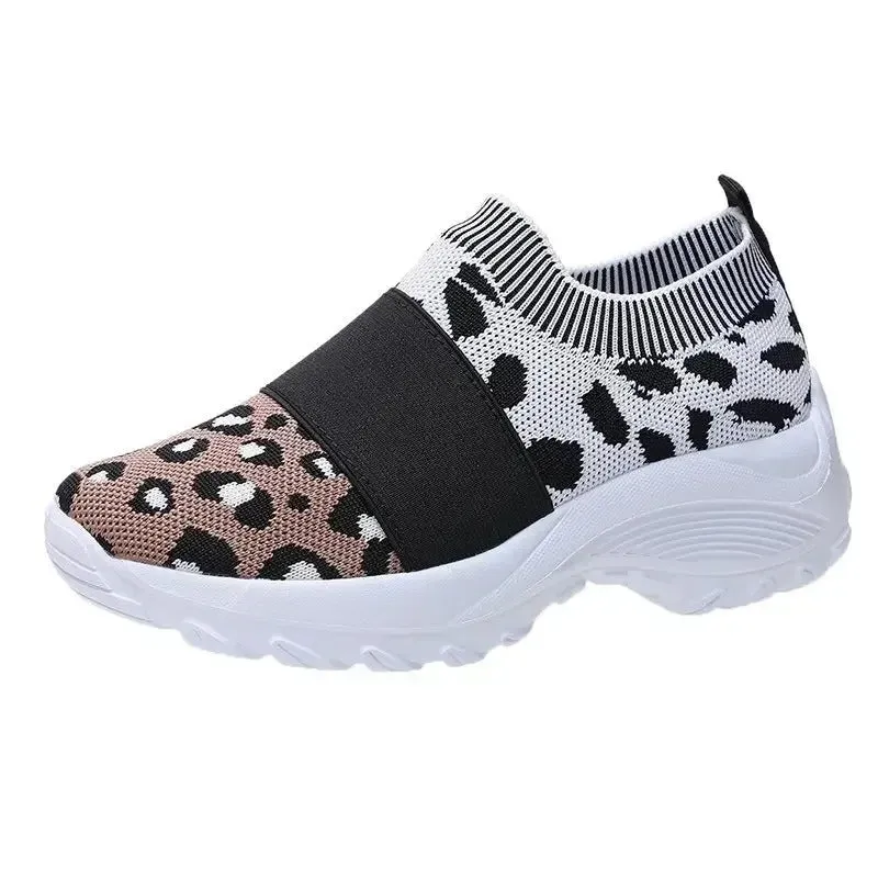 Breathable Leopard Print Mesh Sneaker Shoes