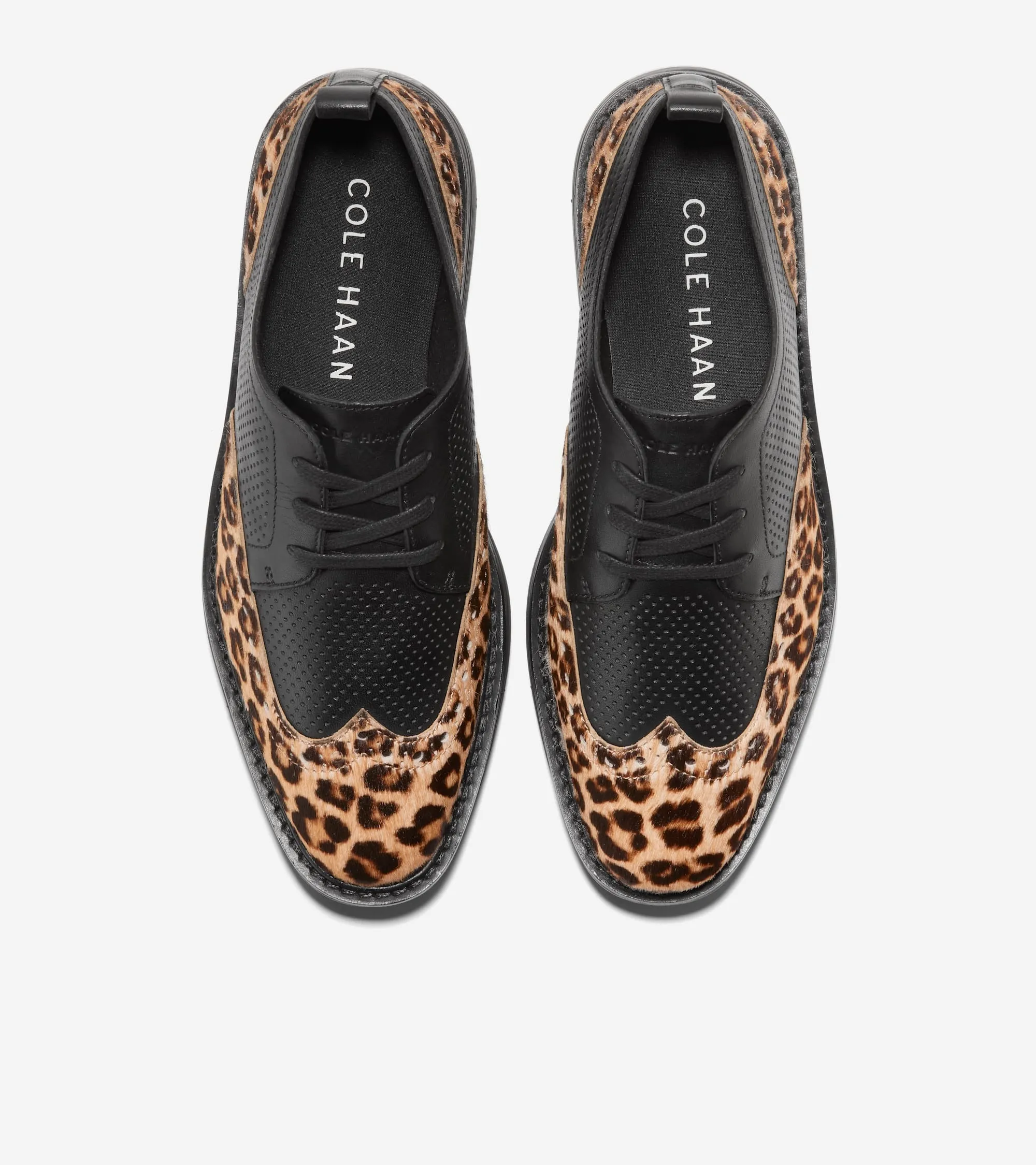 Cole Haan Original Grand Platform Wingtip Oxford Black/Cheetah Print Sneakers