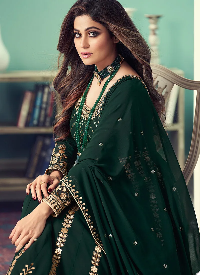Dark Green Sequence Embellished Bollywood Anarkali Suit