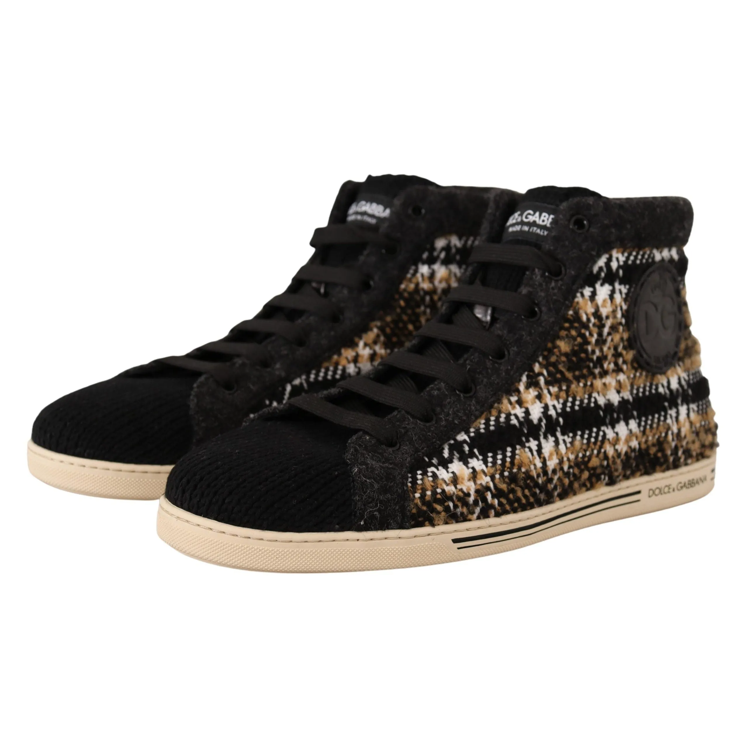Dolce & Gabbana Beige High Top Fashion Sneakers
