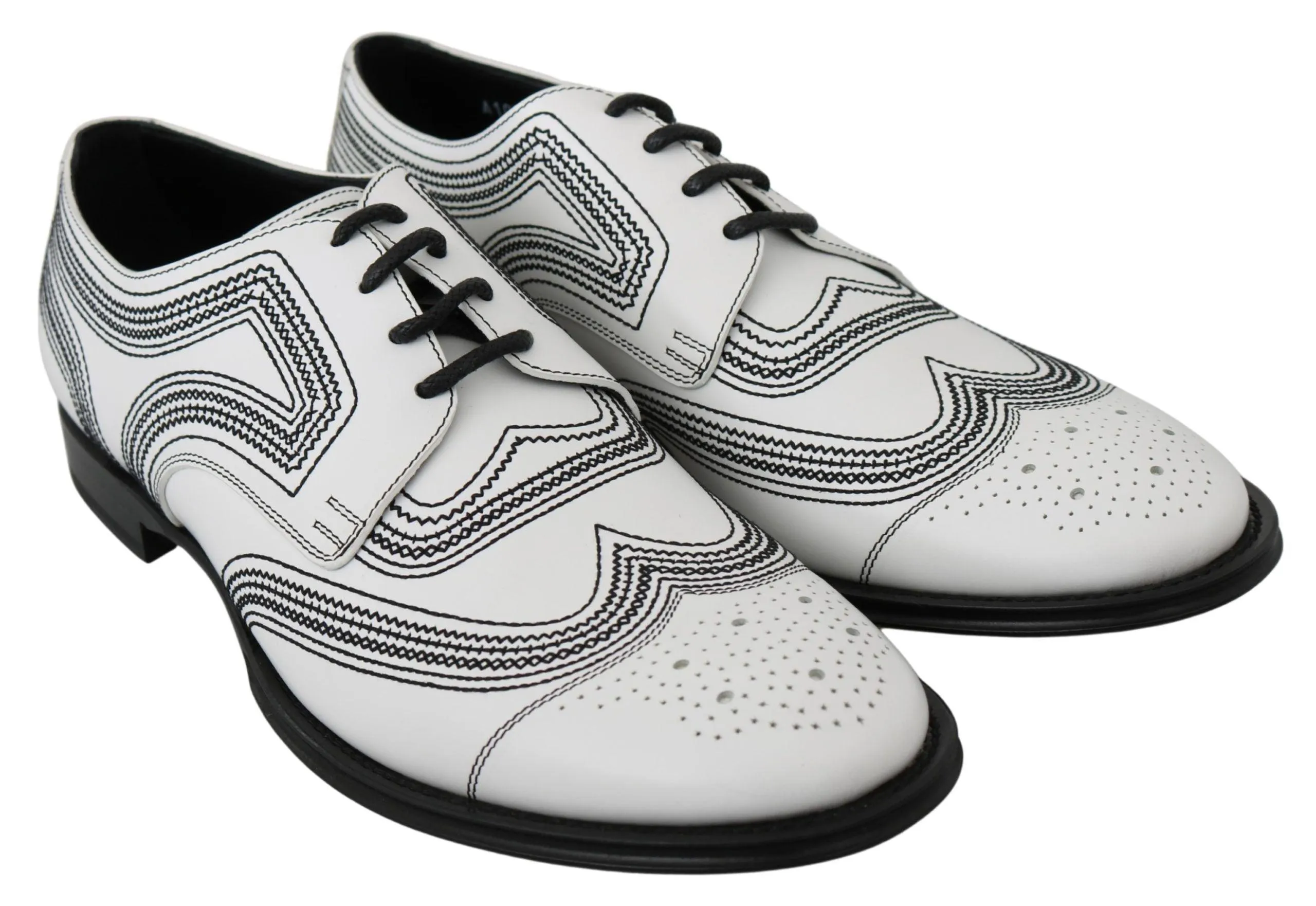 Dolce & Gabbana Elegant White Leather Derby Sko