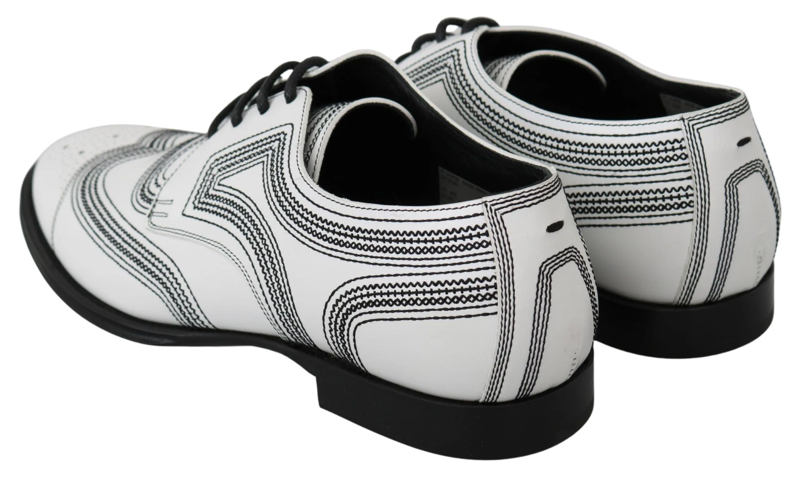 Dolce & Gabbana Elegant White Leather Derby Sko