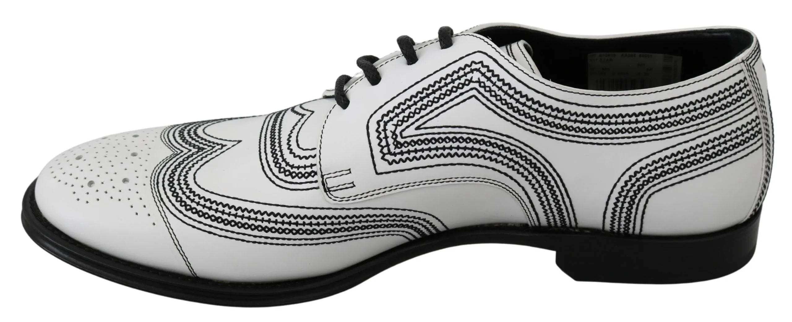 Dolce & Gabbana Elegant White Leather Derby Sko