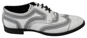 Dolce & Gabbana Elegant White Leather Derby Sko