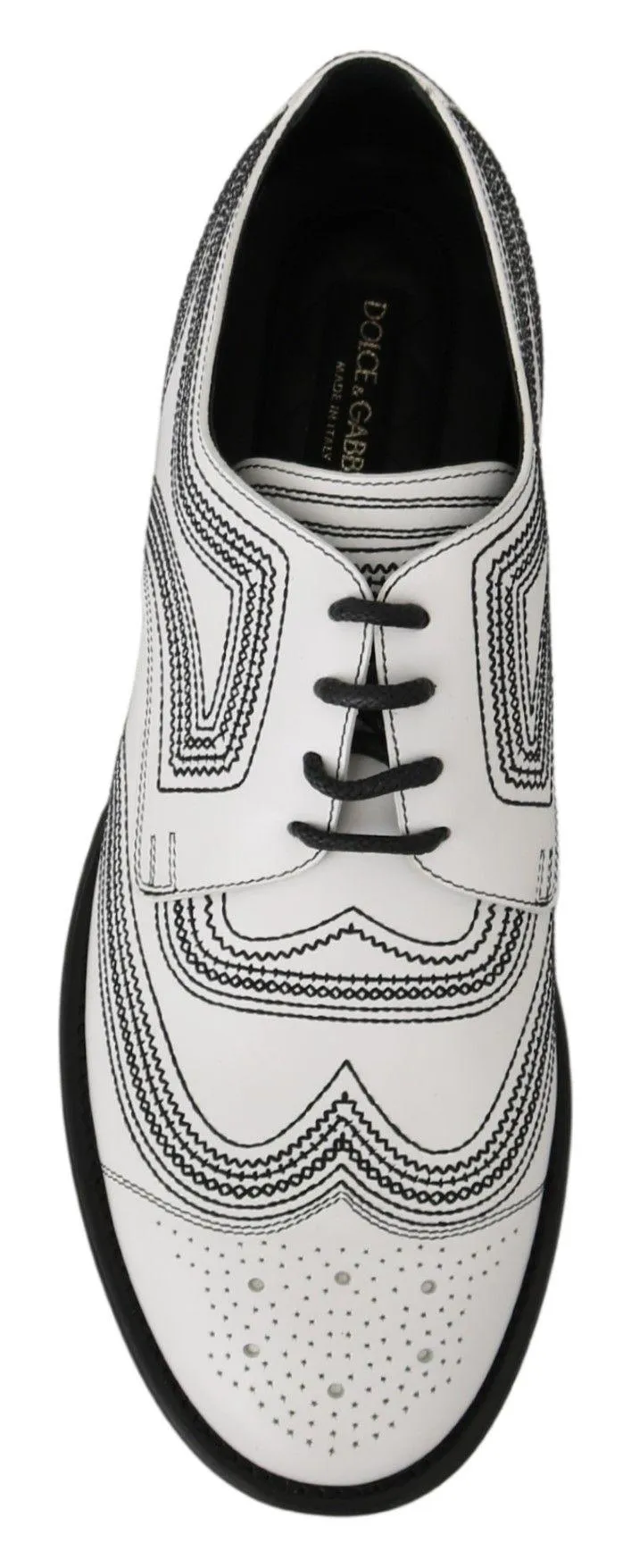 Dolce & Gabbana Elegant White Leather Derby Sko