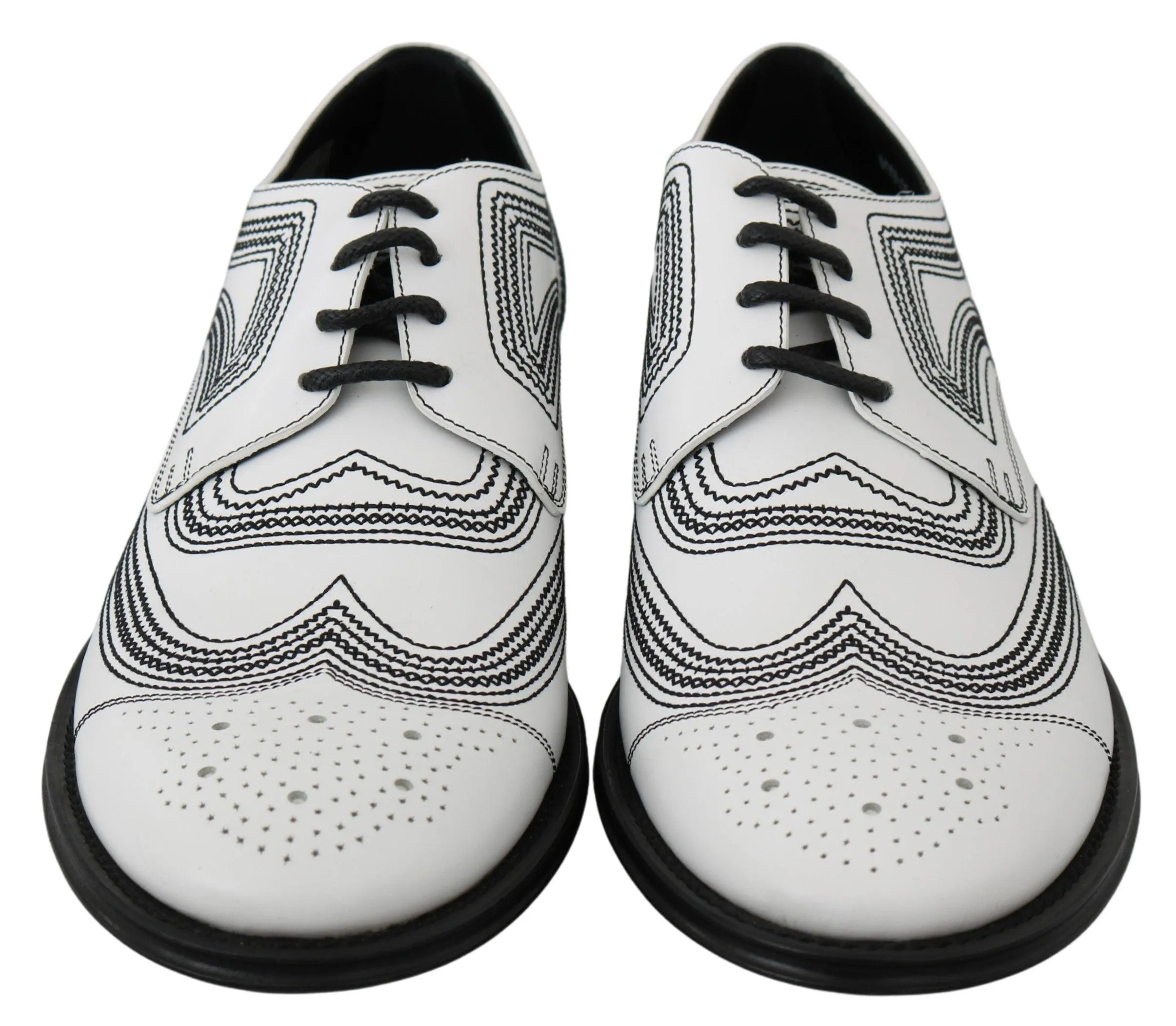 Dolce & Gabbana Elegant White Leather Derby Sko