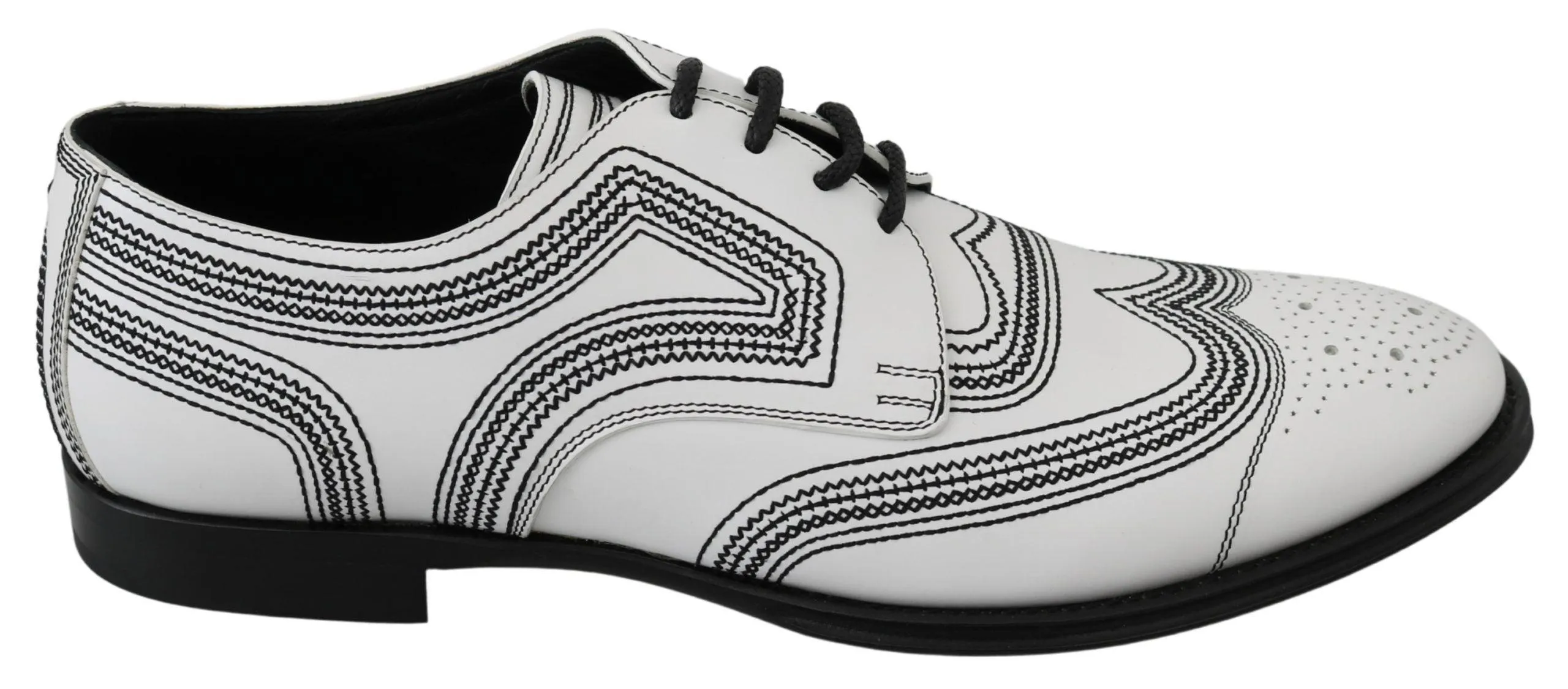 Dolce & Gabbana Elegant White Leather Derby Sko