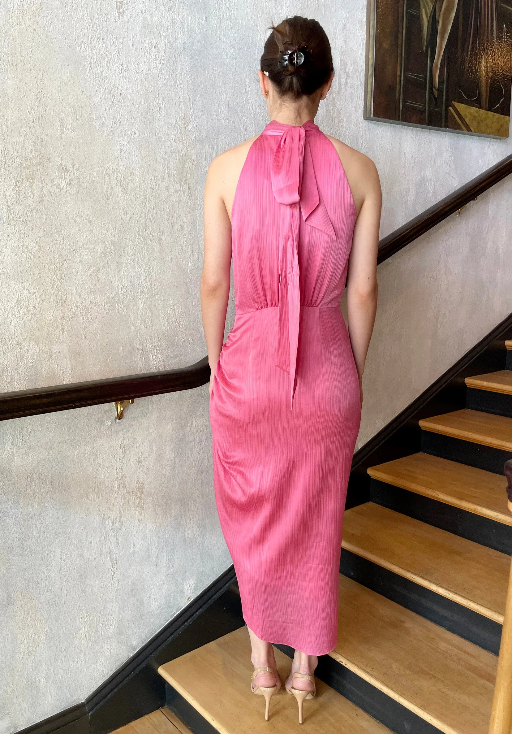 Gabriella Halter Dress - Pink Sherbert