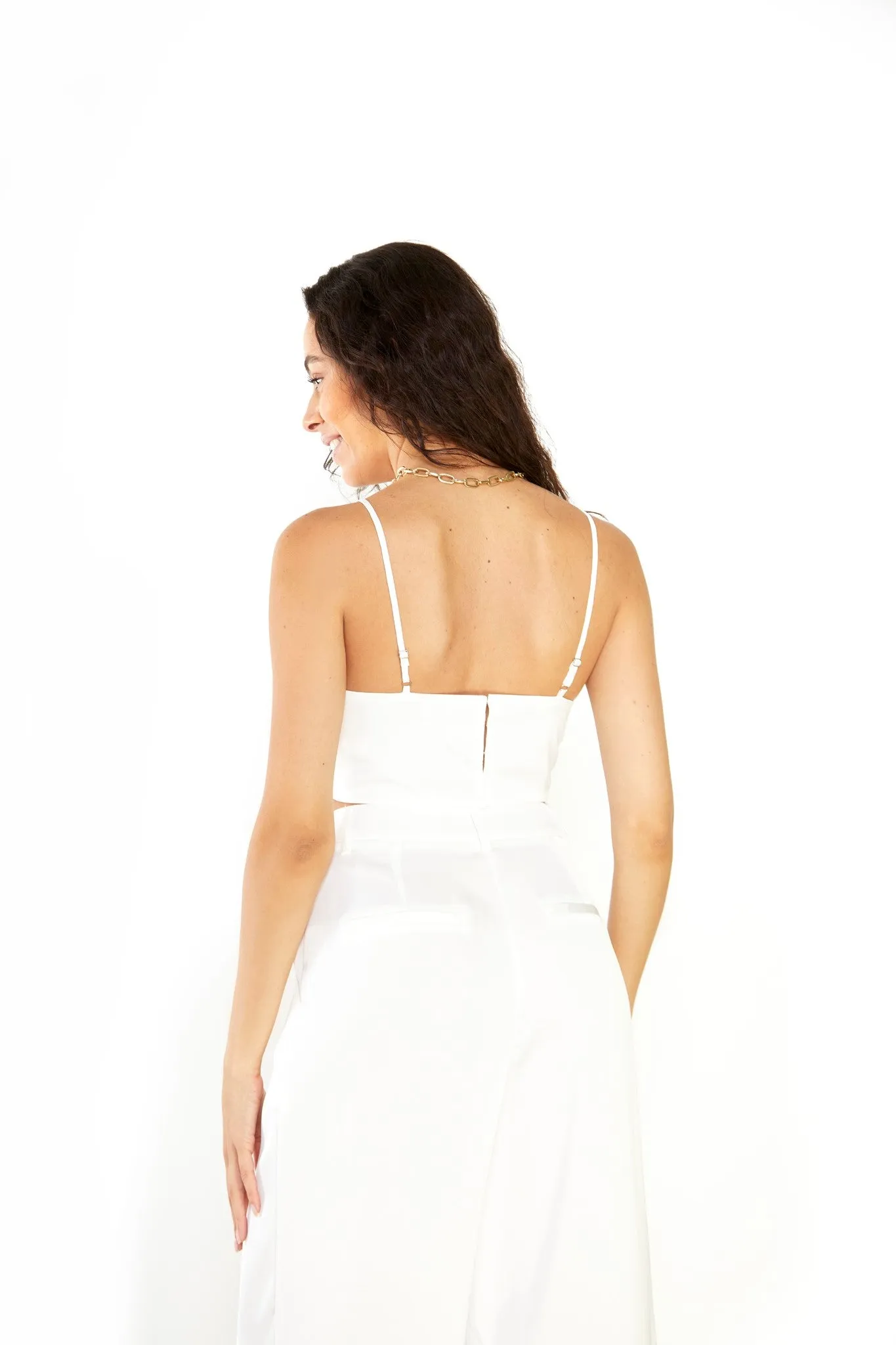 Glamorous Studio White Satin Seamed Bralette