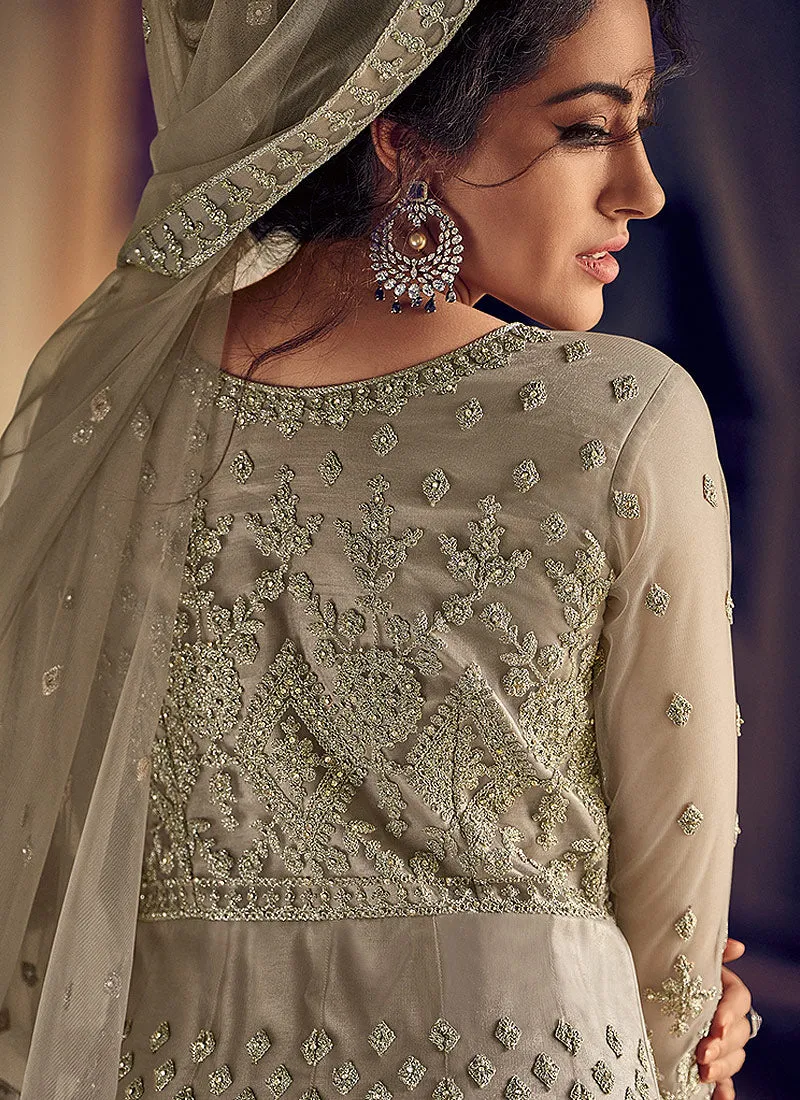 Golden Beige Designer Anarkali Suit