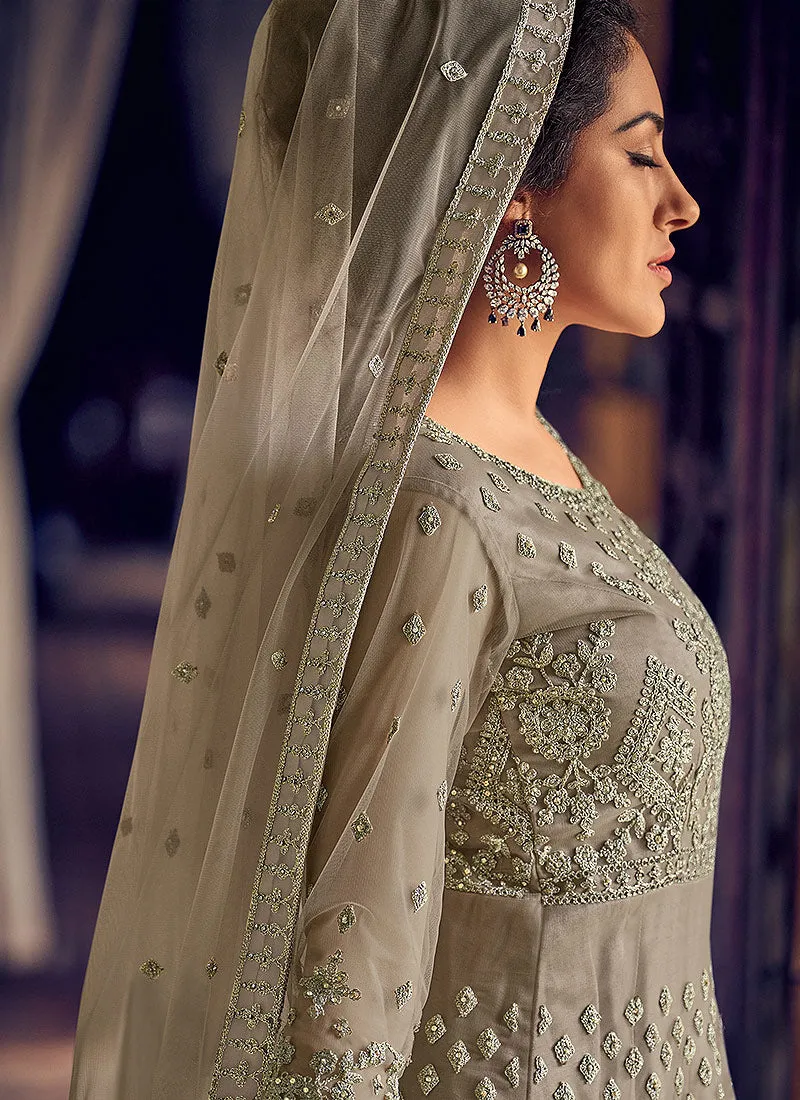 Golden Beige Designer Anarkali Suit