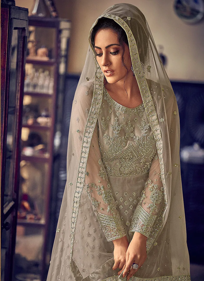 Golden Beige Designer Anarkali Suit