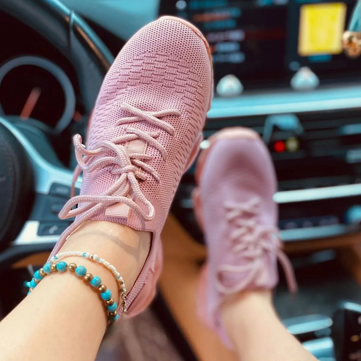 Kimemoda Flying Woven Air Cushion Sneakers Lace Up Walking Shoes