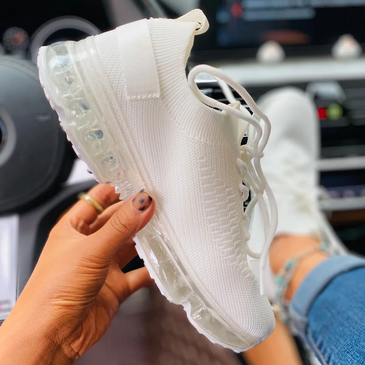 Kimemoda Flying Woven Air Cushion Sneakers Lace Up Walking Shoes