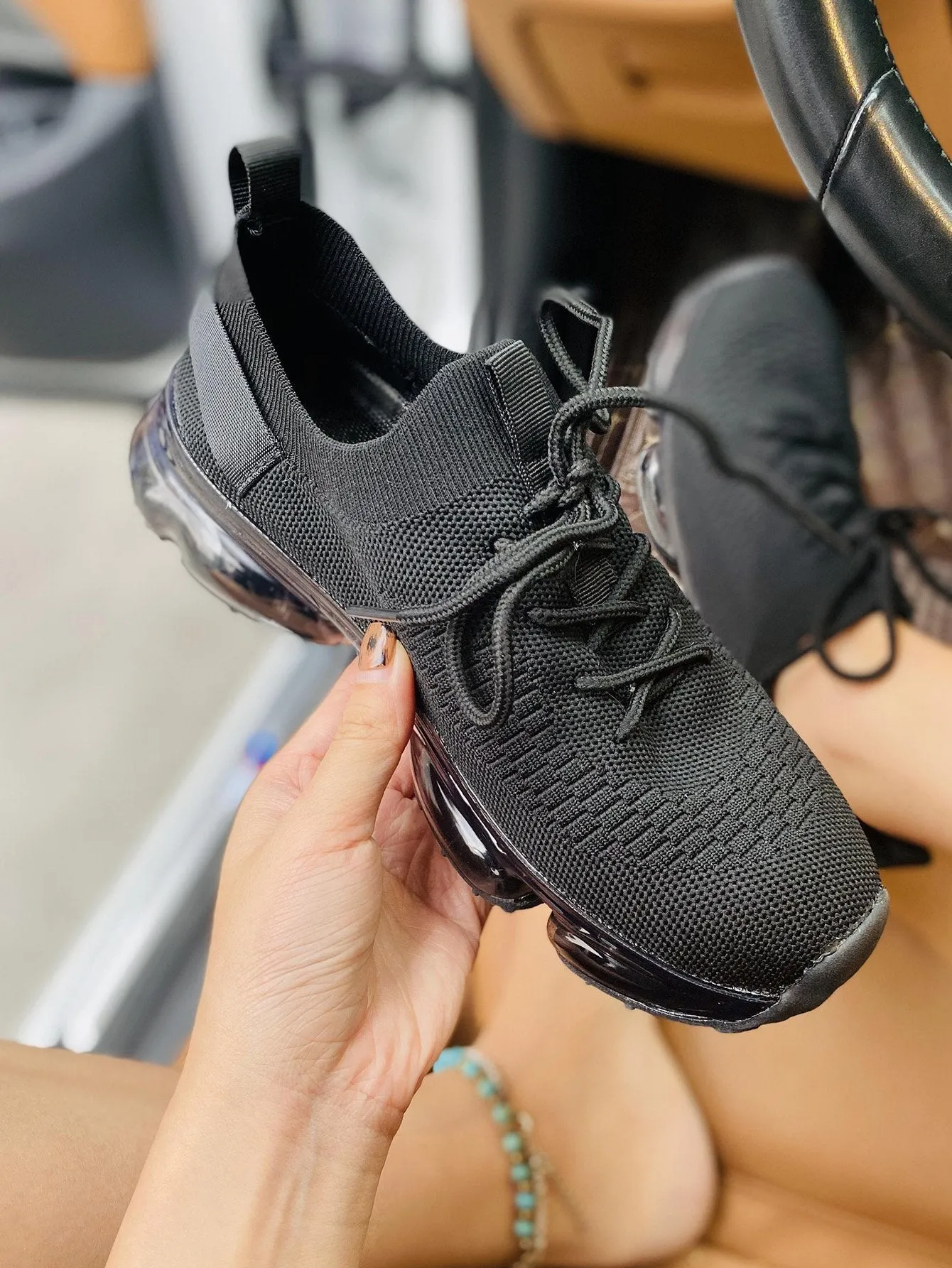 Kimemoda Flying Woven Air Cushion Sneakers Lace Up Walking Shoes