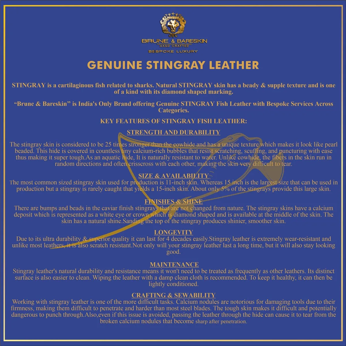 Light Weight Lace-Up Sneaker in Exotic Stingray Fish Leather