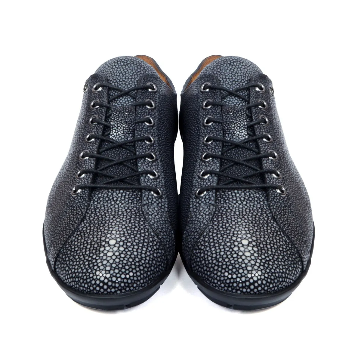 Light Weight Lace-Up Sneaker in Exotic Stingray Fish Leather
