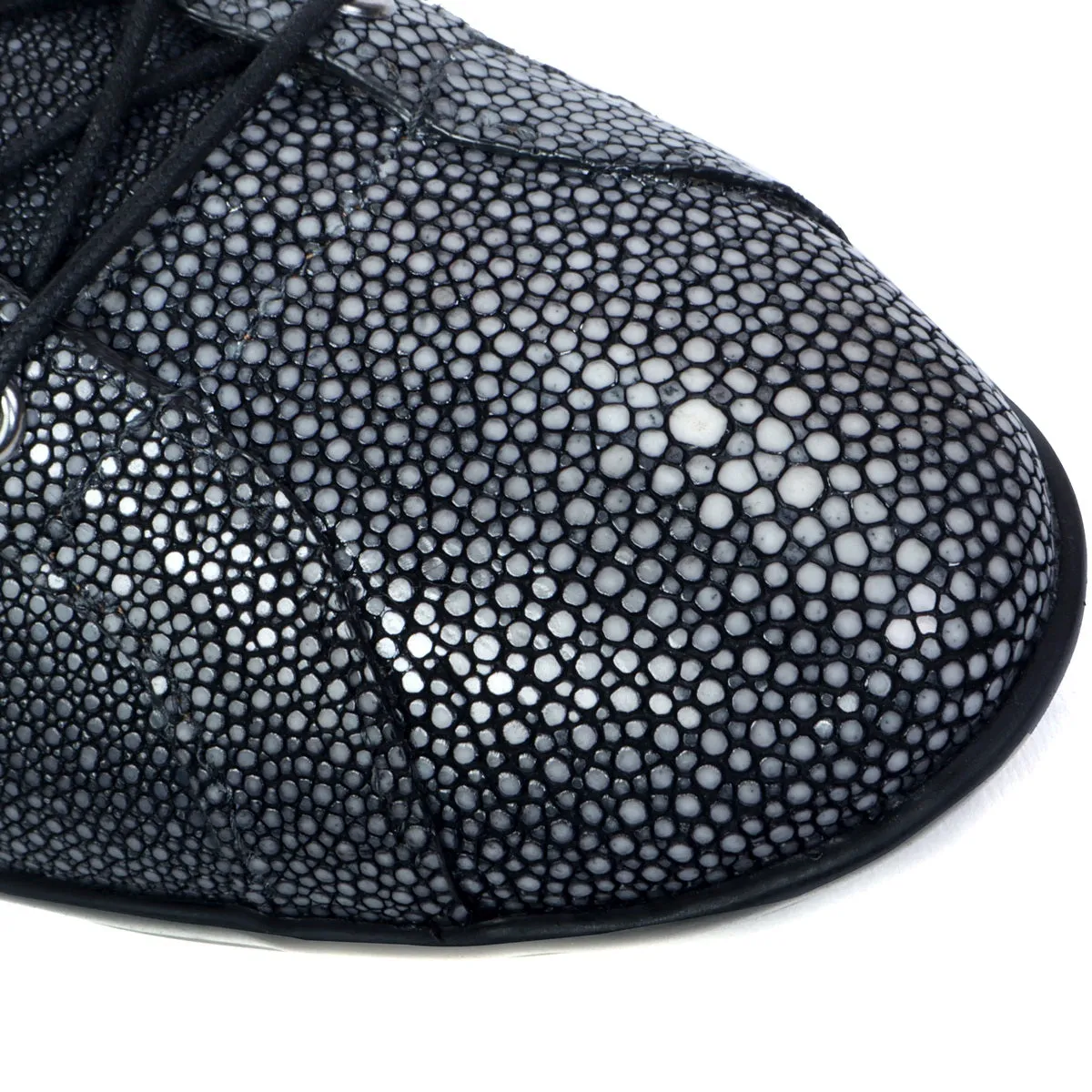 Light Weight Lace-Up Sneaker in Exotic Stingray Fish Leather