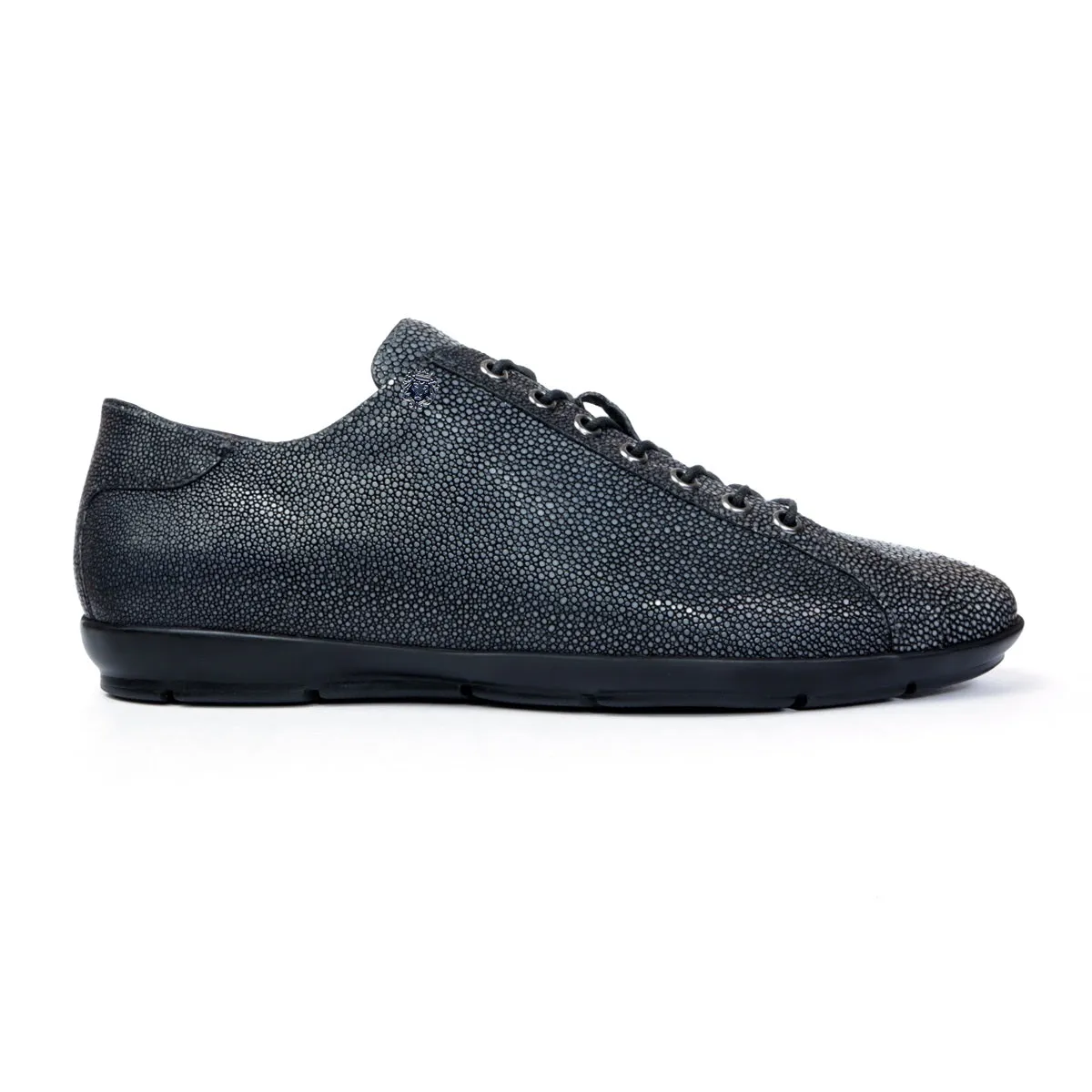 Light Weight Lace-Up Sneaker in Exotic Stingray Fish Leather
