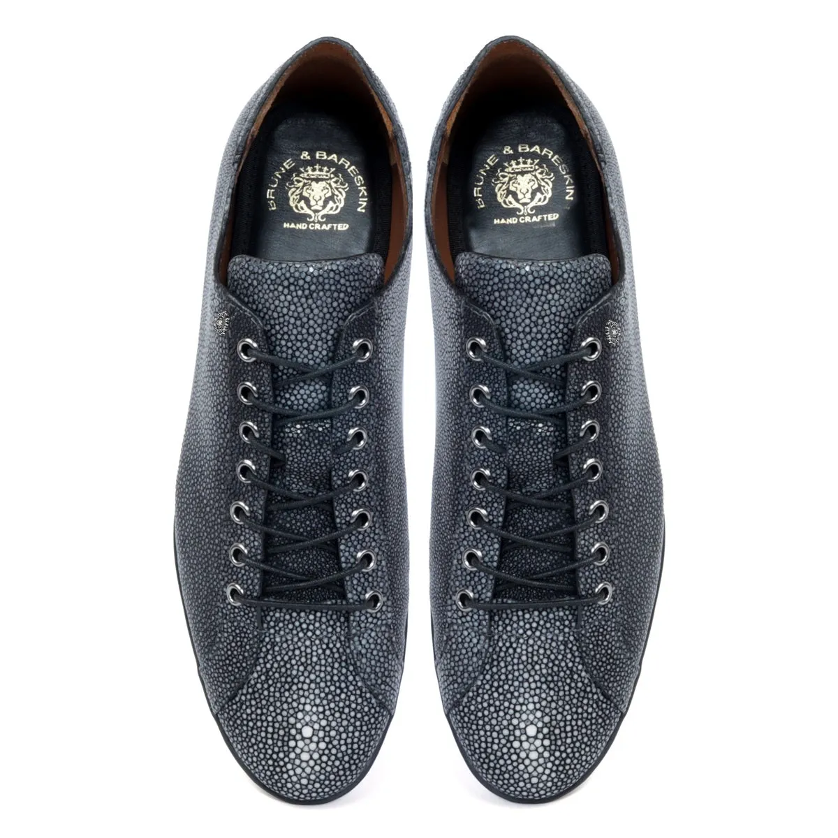 Light Weight Lace-Up Sneaker in Exotic Stingray Fish Leather