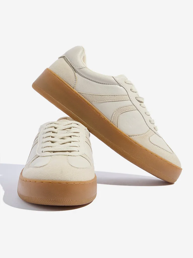 LUNA BLU Beige Faux Leather Sneakers