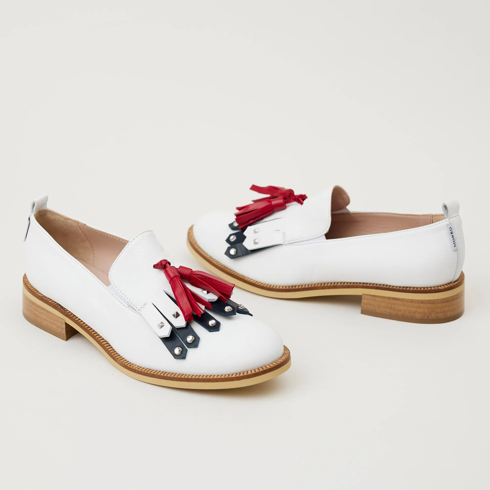 Marco Moreo White Leather Oxford Loafers