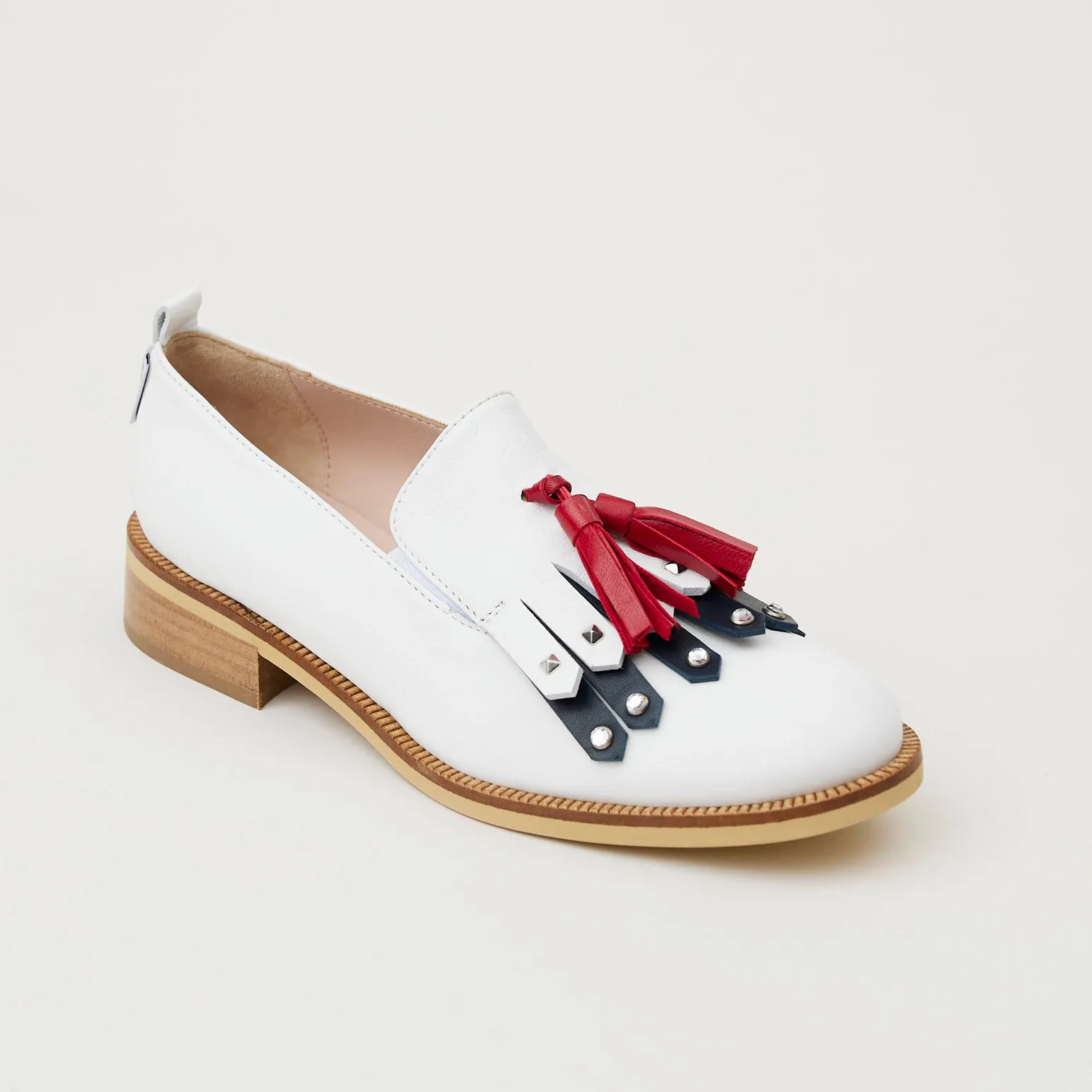 Marco Moreo White Leather Oxford Loafers