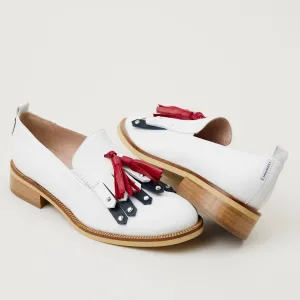 Marco Moreo White Leather Oxford Loafers
