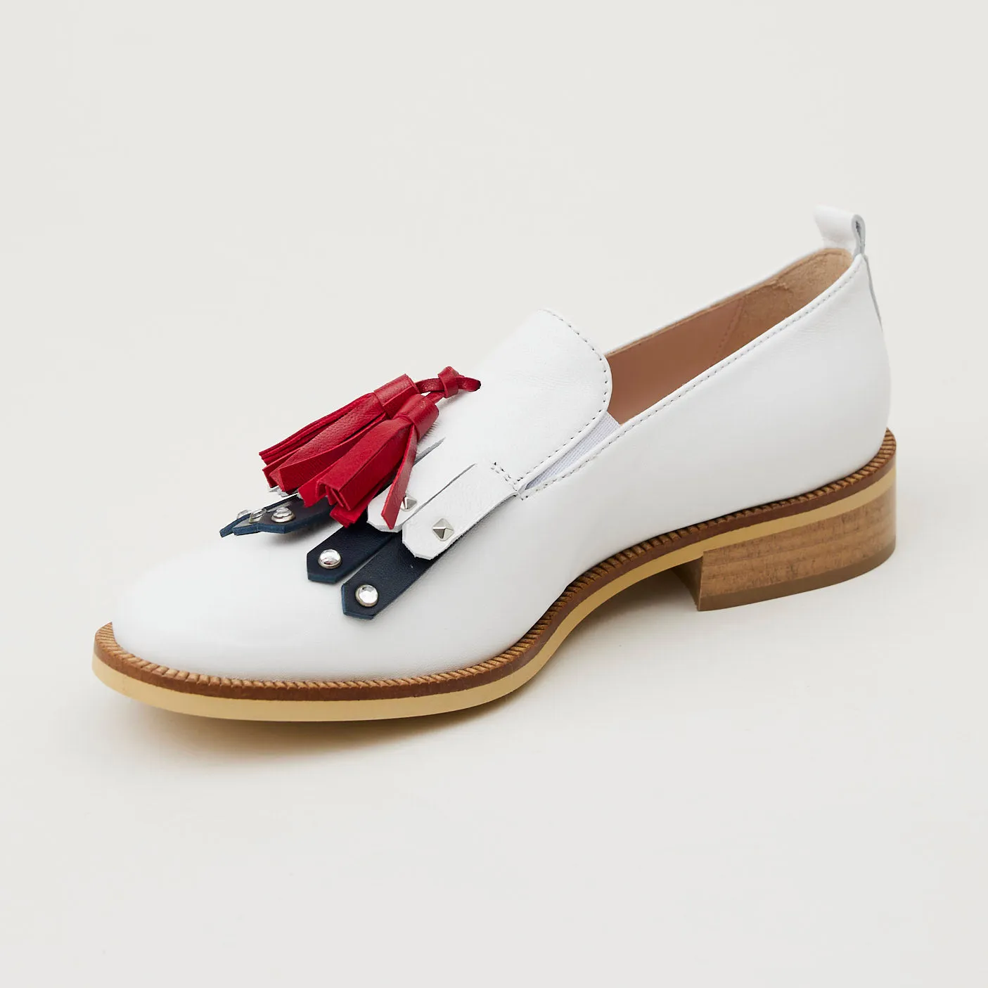 Marco Moreo White Leather Oxford Loafers