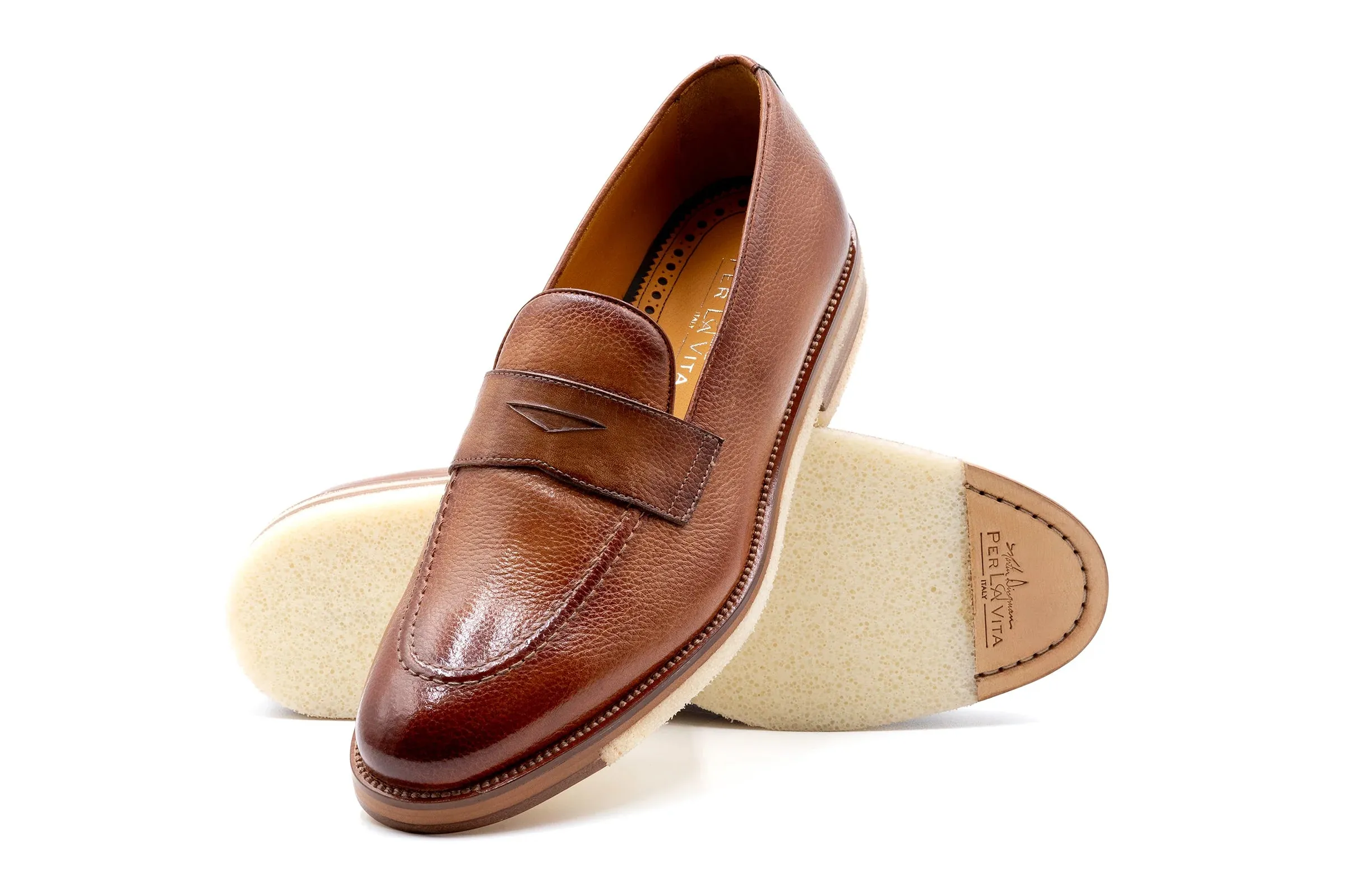 Martin Dingman - Tuscan Italian Saddle Leather Penny Loafers - Sienna