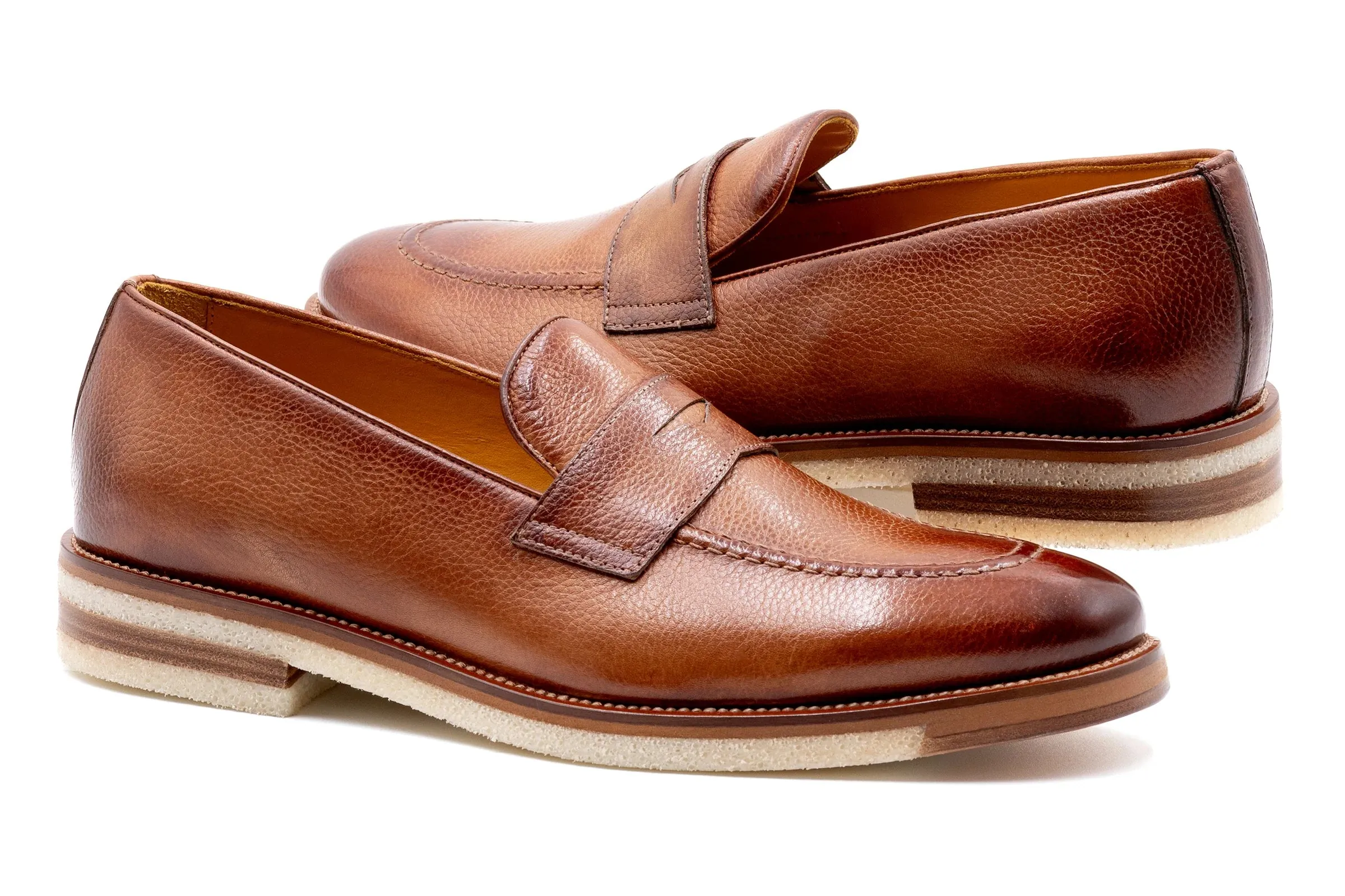 Martin Dingman - Tuscan Italian Saddle Leather Penny Loafers - Sienna