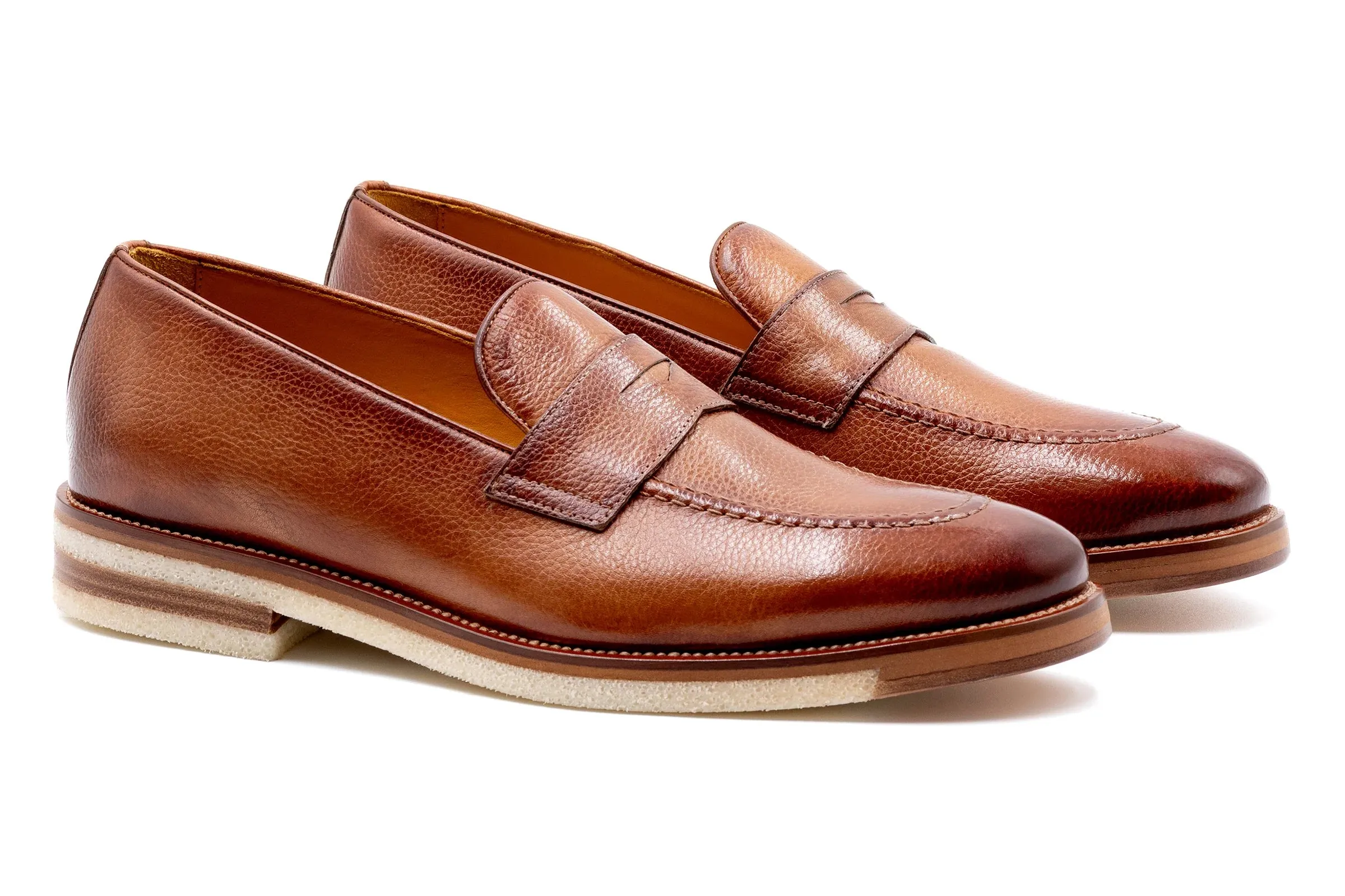 Martin Dingman - Tuscan Italian Saddle Leather Penny Loafers - Sienna