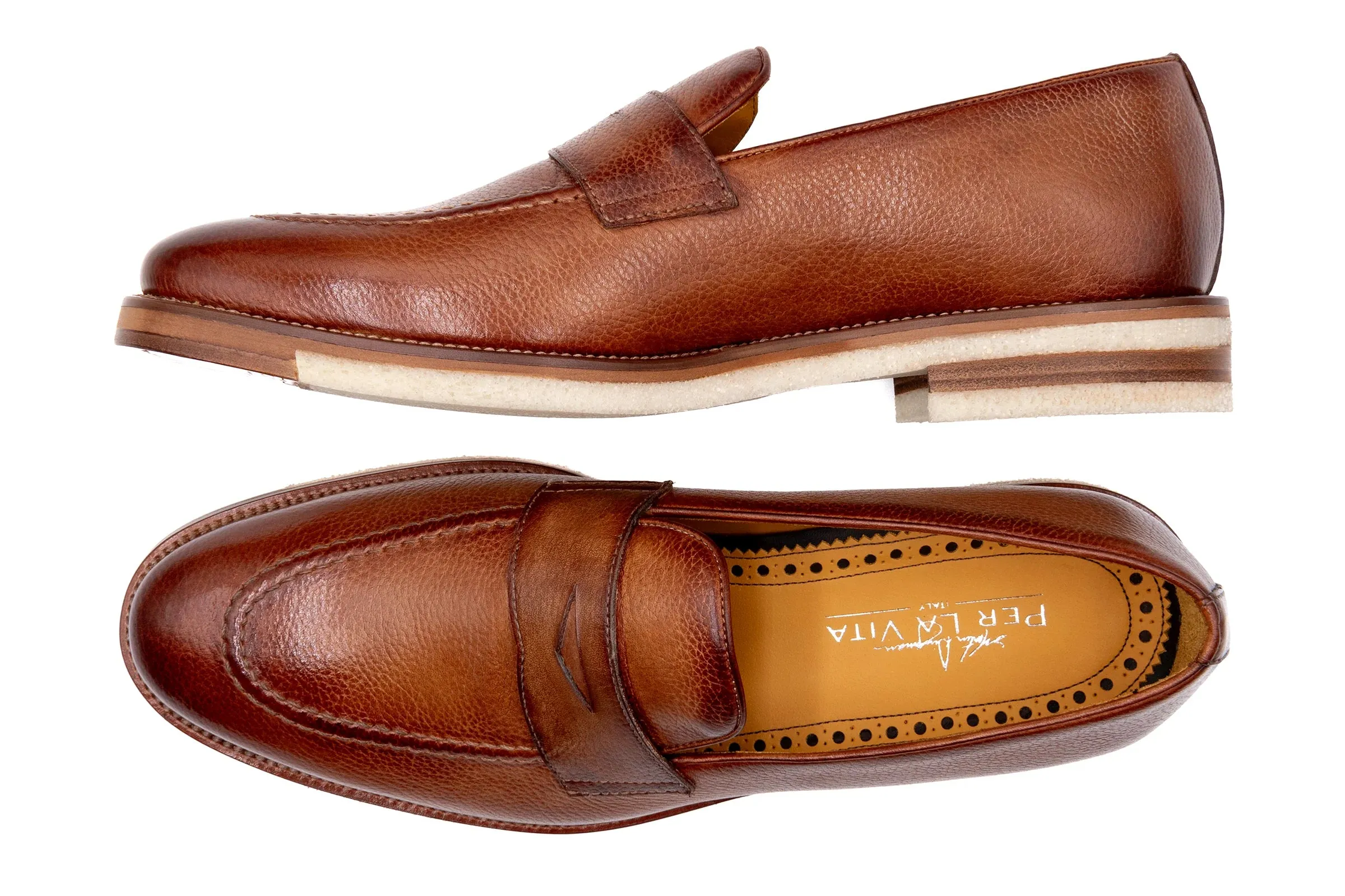 Martin Dingman - Tuscan Italian Saddle Leather Penny Loafers - Sienna