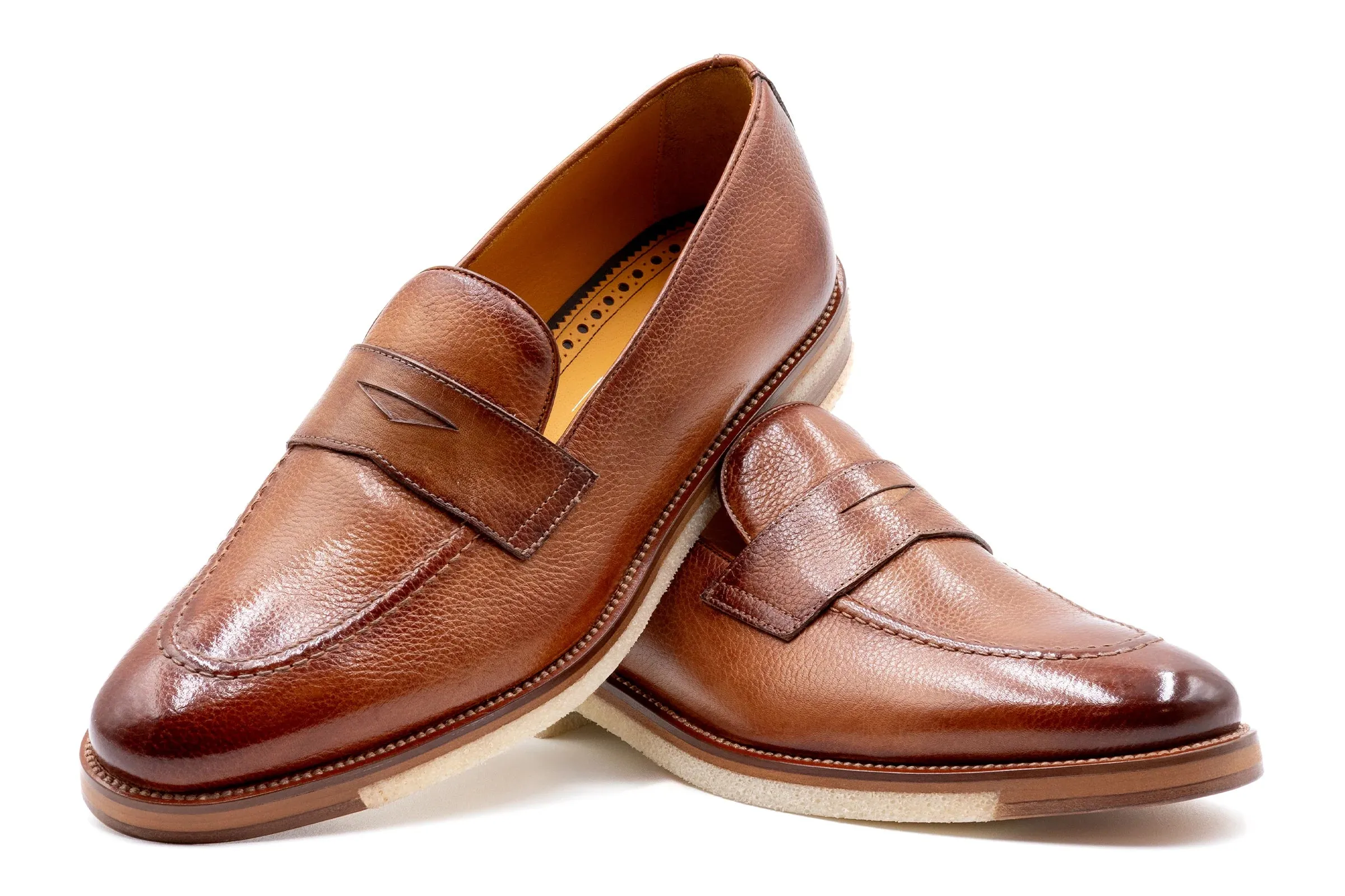 Martin Dingman - Tuscan Italian Saddle Leather Penny Loafers - Sienna