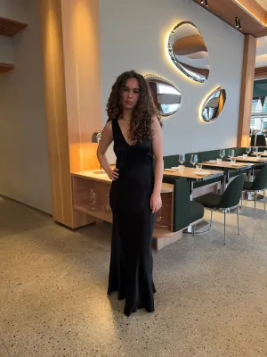 Miana maxi satin dress - Black