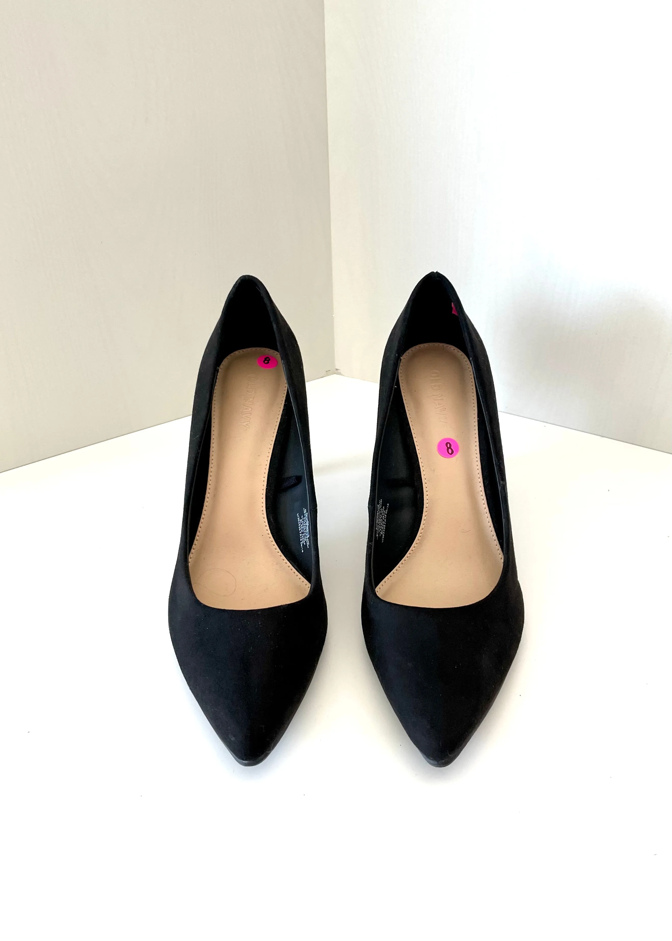 OLD NAVY black suede pointy toe 3" heel pump, 8