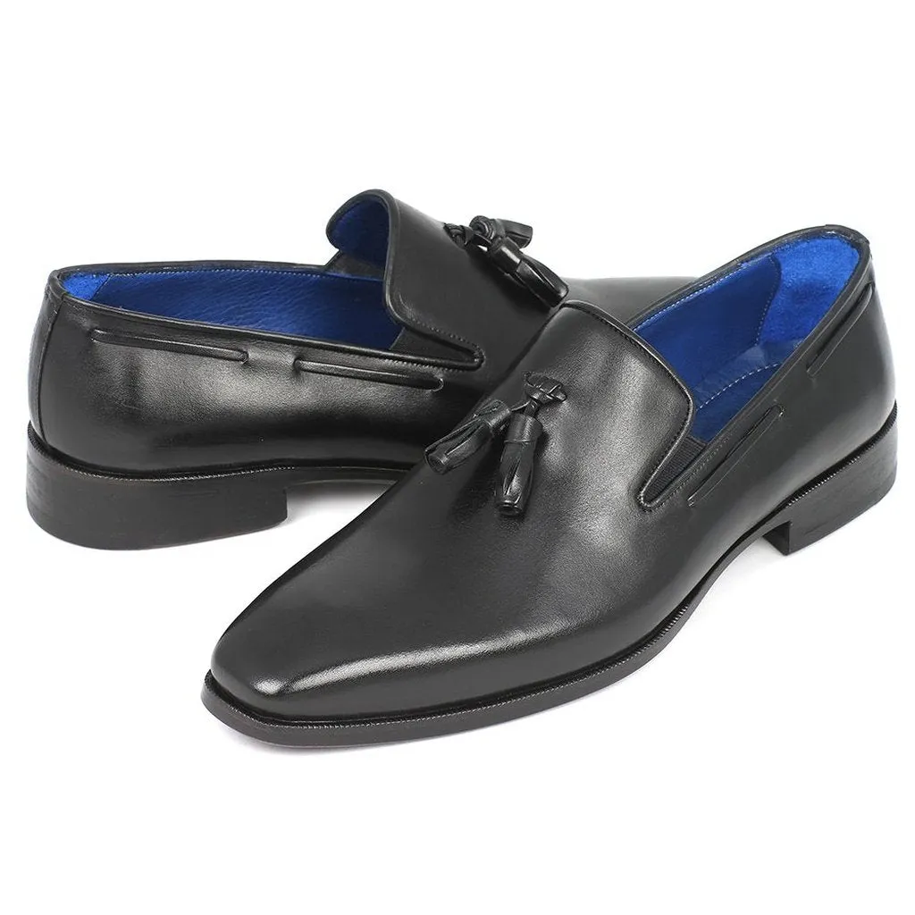 Paul Parkman Men's Tassel Loafer Black Leather Upper & Leather Sole (ID#5141-BLK)