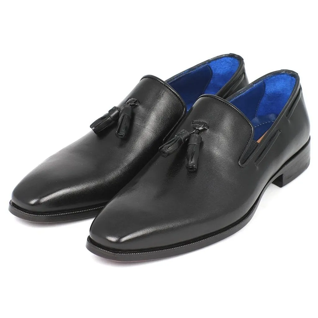 Paul Parkman Men's Tassel Loafer Black Leather Upper & Leather Sole (ID#5141-BLK)