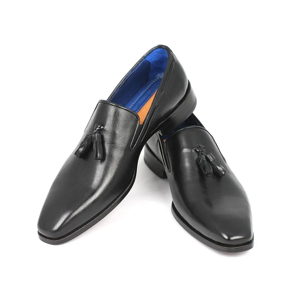 Paul Parkman Men's Tassel Loafer Black Leather Upper & Leather Sole (ID#5141-BLK)
