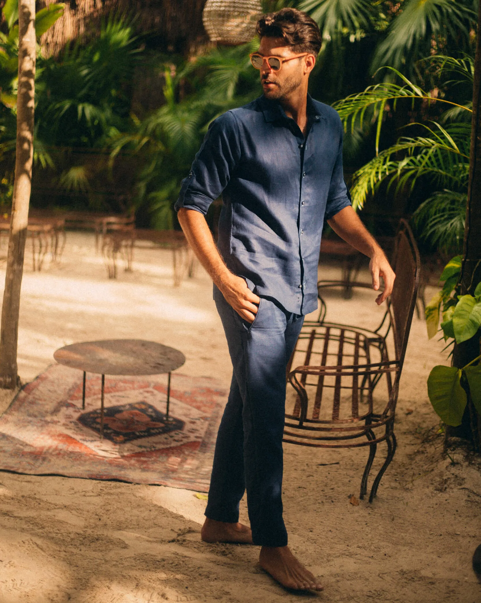 SARDINIA Linen Pant - Navy Blue