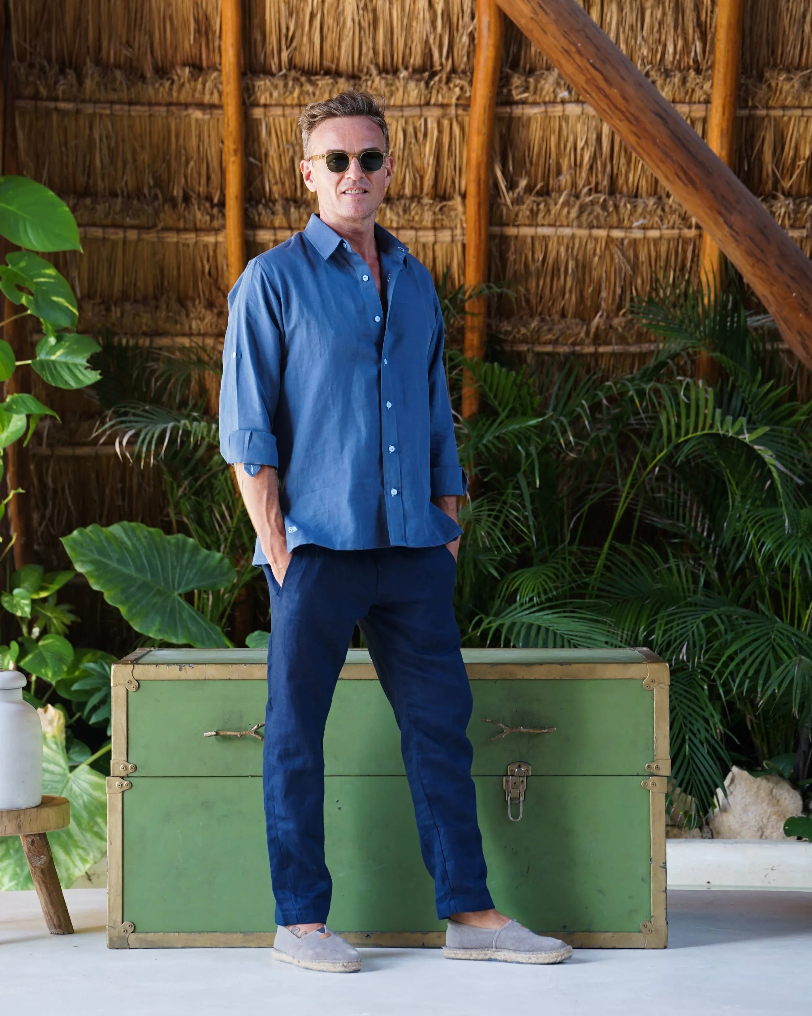 SARDINIA Linen Pant - Navy Blue