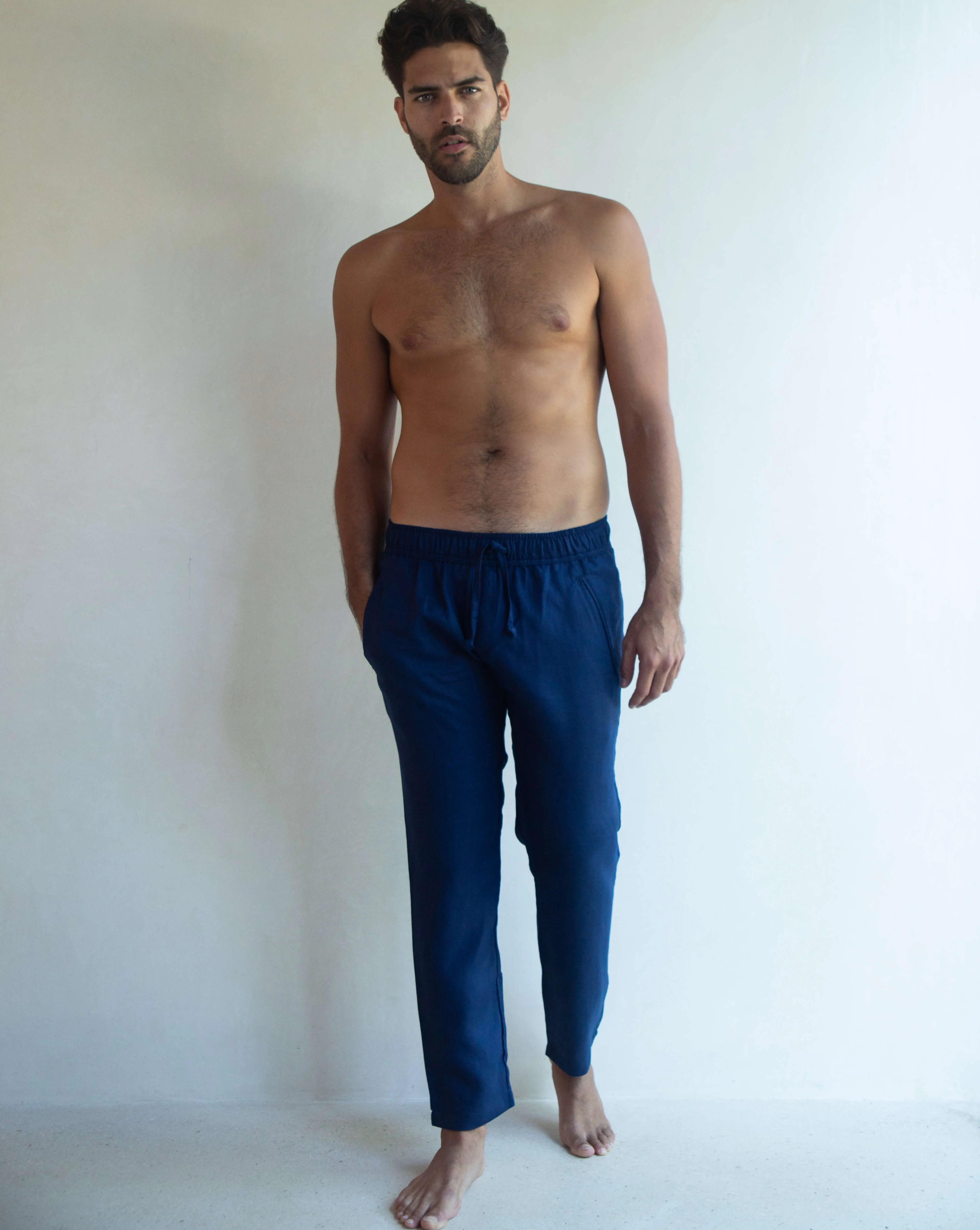 SARDINIA Linen Pant - Navy Blue