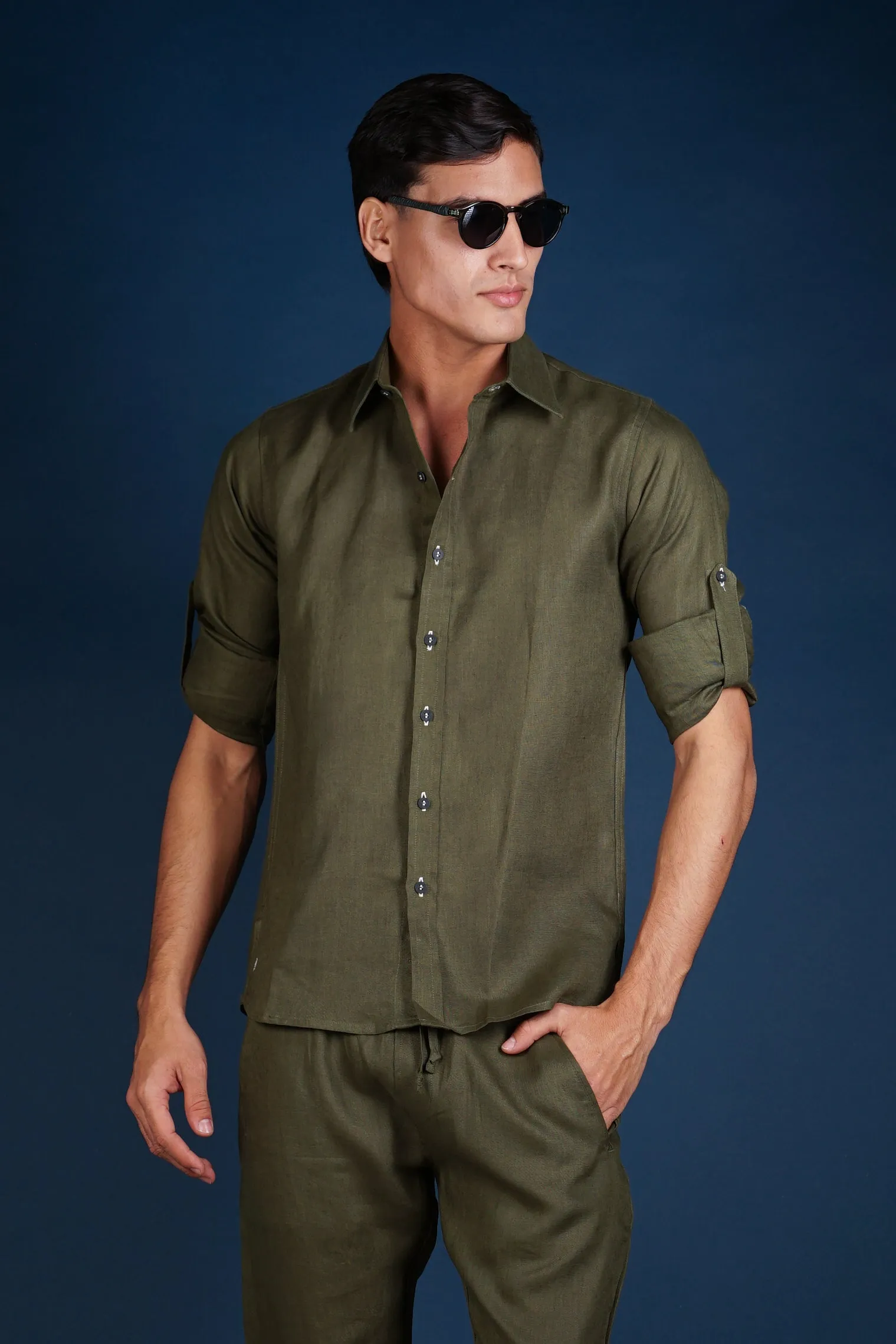 SARDINIA Linen Pant - Olive Green